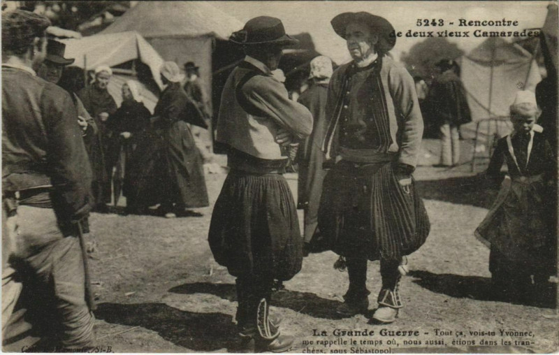 Carte postale ancienne La Grande Guerre Recontre de deux vieux Camarades France