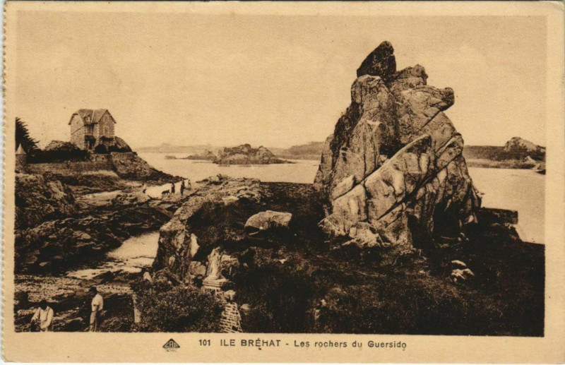 Carte postale ancienne Ile Brehat Les rochers du Guersido France