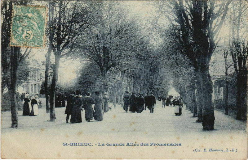 Carte postale ancienne Saint Brieuc La grande Allee des Promenades France à Saint-Brieuc