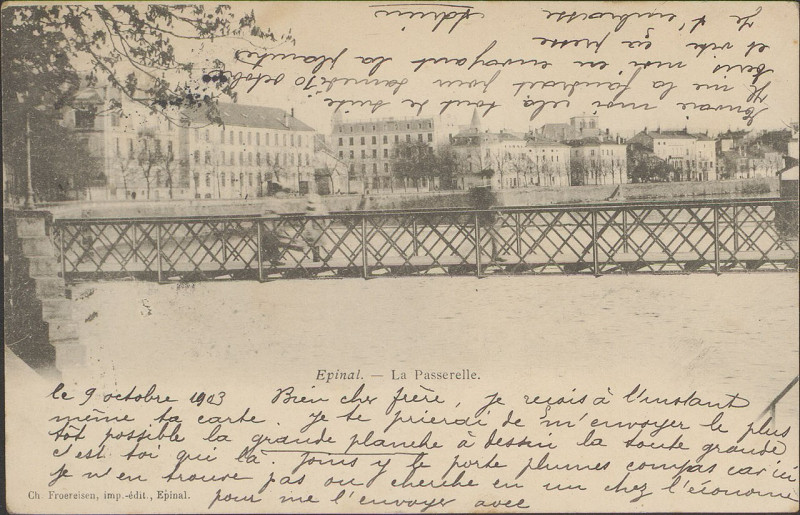 Carte postale ancienne Carte postale, Epinal, La Passerelle 2