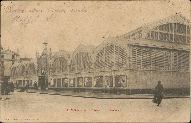 Carte postale ancienne Carte postale, Epinal, Le Marché Couvert 6