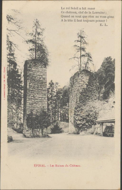 Carte postale ancienne Carte postale, Epinal, Les Ruines du Château