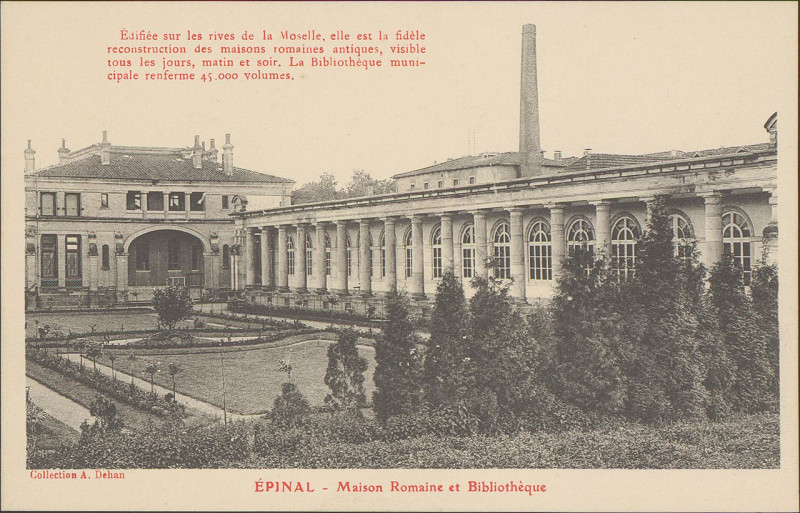 Carte postale ancienne Carte postale, Epinal, Maison romaine et bibliothèque