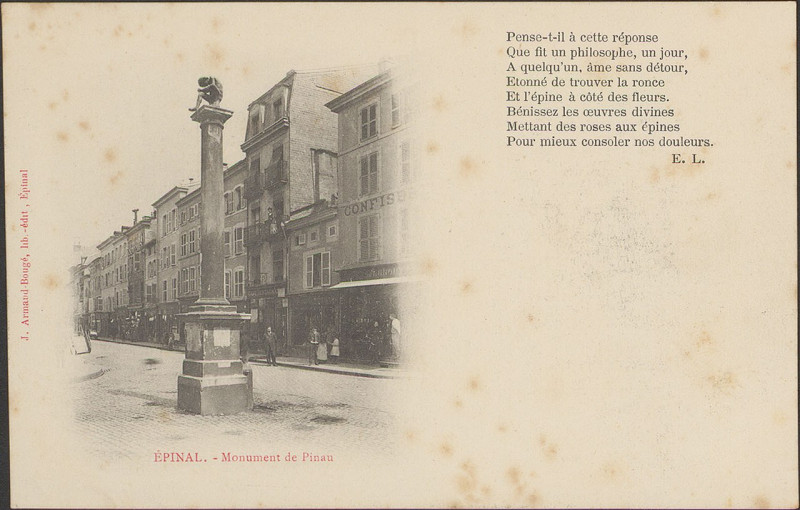 Carte postale ancienne Carte postale, Epinal, Monument de Pinau 2