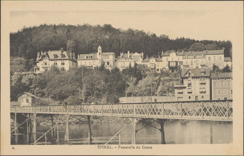 Carte postale ancienne Carte postale, Epinal, Passerelle du Cours