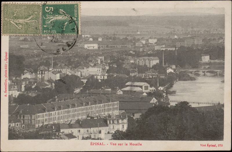 Carte postale ancienne Carte postale, Epinal, Vue sur la Moselle 3