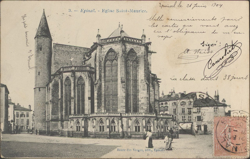 Carte postale ancienne Carte postale, Epinal, Eglise Saint-Maurice 16