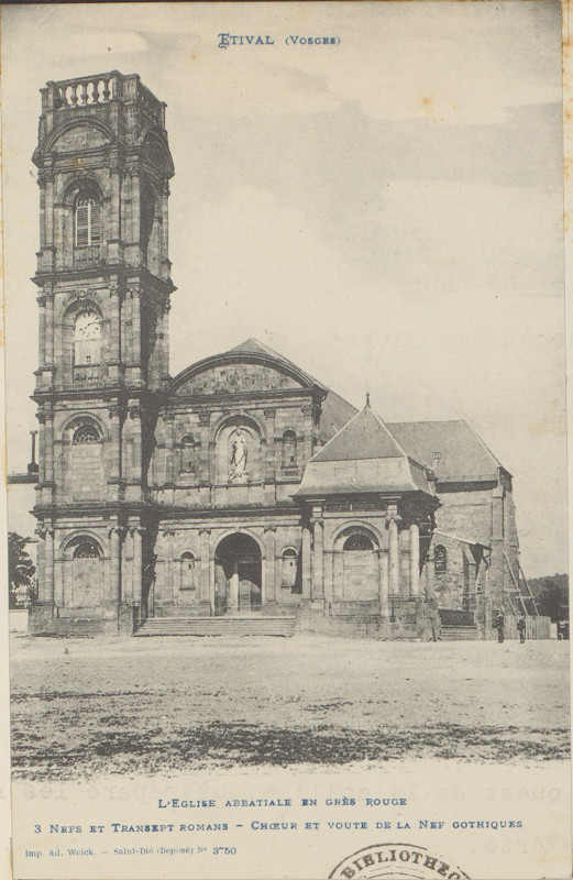 Carte postale ancienne Carte postale, Etival (Vosges), L'Eglise abbatiale en grès rouge