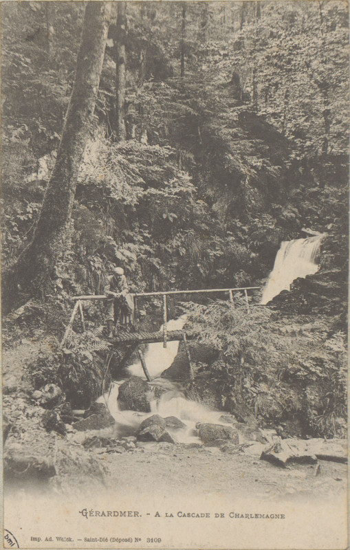 Carte postale ancienne Carte postale, Gérardmer, A la Cascade de Charlemagne