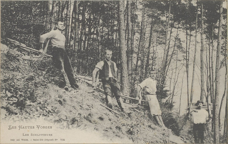 Carte postale ancienne Carte postale, Les Schlitteurs