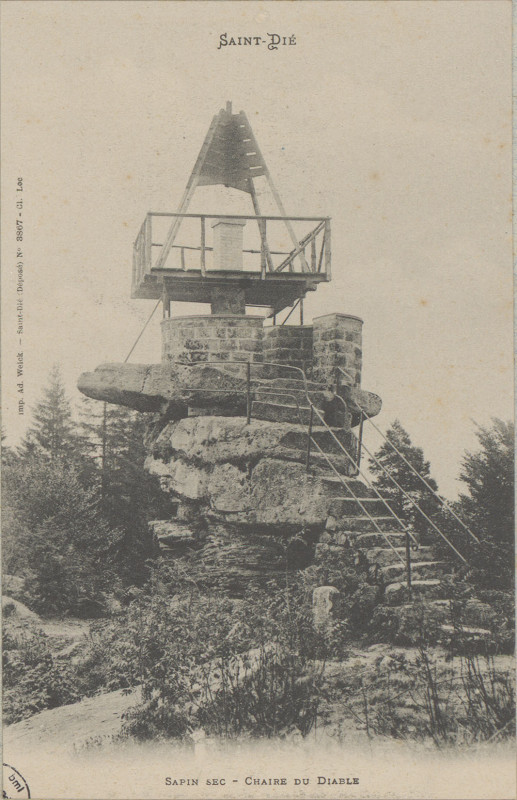 Carte postale ancienne Carte postale, Saint-Dié, Sapin Sec, Chaire du Diable