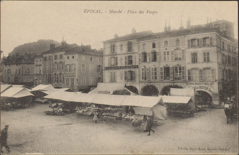 Carte postale ancienne Carte postale, Epinal, Marché, Place des Vosges