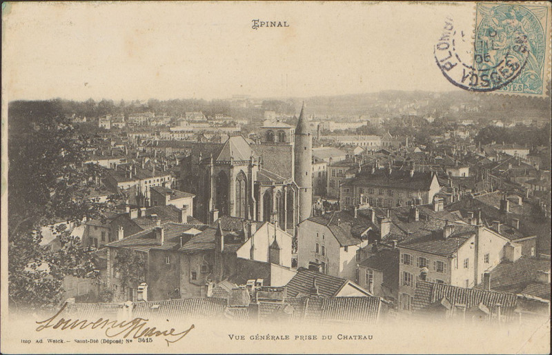 Carte postale ancienne Carte Postale, Epinal, Vue générale prise du Château 8