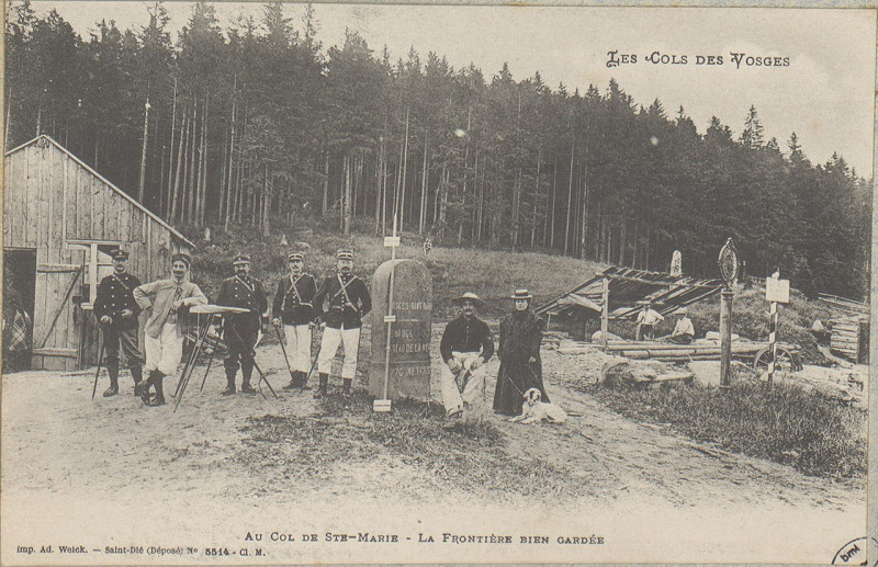 Carte postale ancienne Carte postale, Au Col de Ste-Marie, La Frontière bien gardée