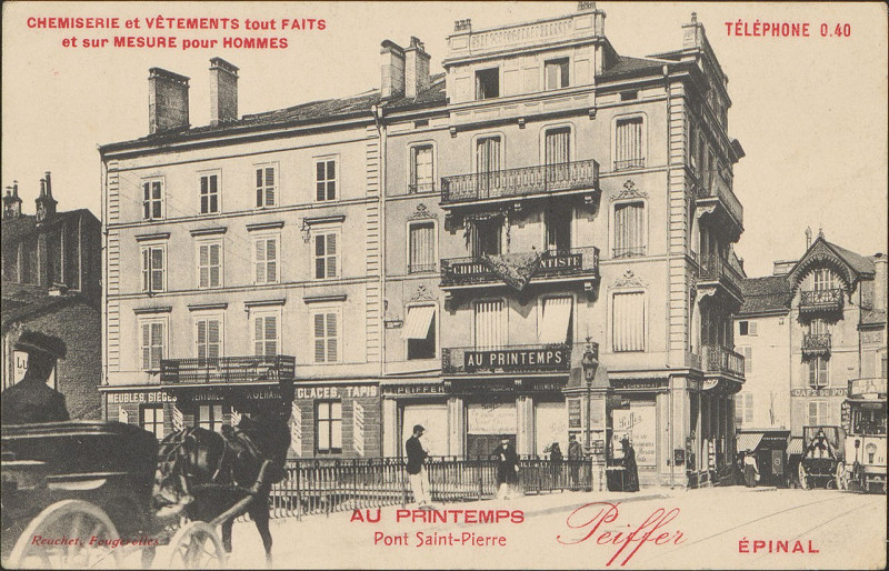 Carte postale ancienne Carte postale, Au Printemps, Pont Saint-Pierre, Epinal