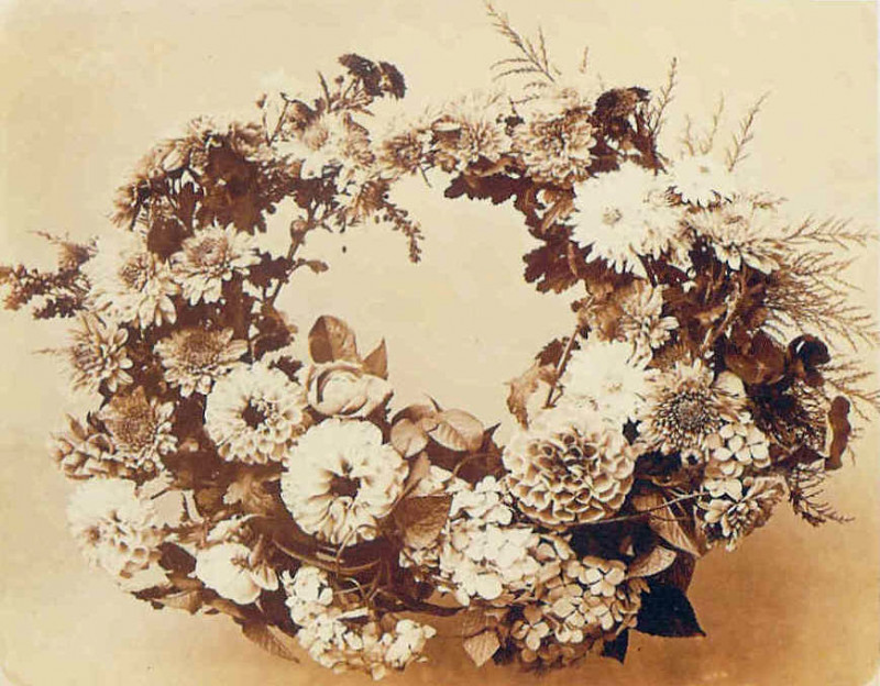 Carte postale ancienne Adolphe Braun - Study of dahlias in a wreath
