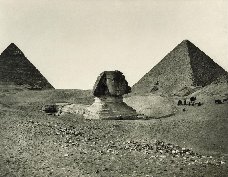 Carte postale ancienne Adolphe Braun - The Sphinx and the Pyramids - Google Art Project