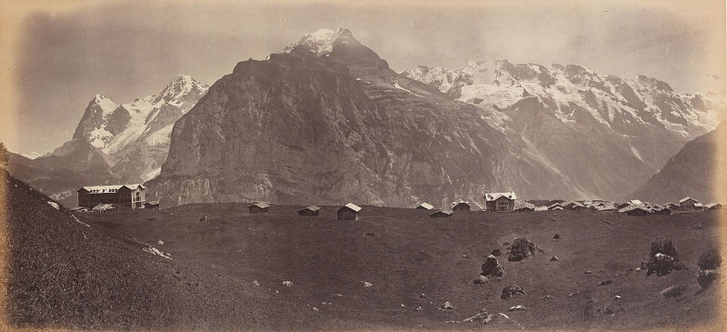 Carte postale ancienne Adolphe Braun Panorama Mürren c1865