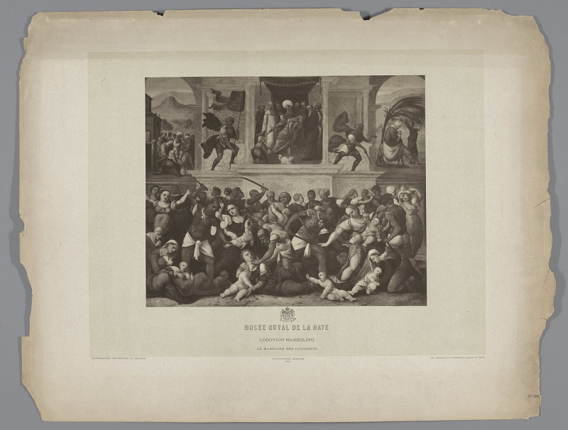 Carte postale ancienne Fotoreproductie van een schilderij van Lodovico Mazzolino, 'De kindermoord' (coll. Mauritshuis), Rp-F-00-2533