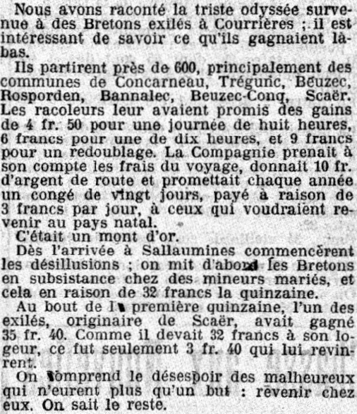 Carte postale ancienne Emigration bretonne région de Scaër