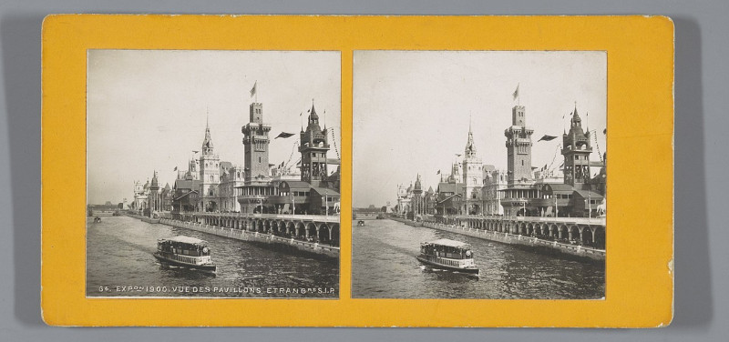 Carte postale ancienne De buitenlandse paviljoens aan de oever van de Seine op de Wereldtentoonstelling van 1900 Expon 1900. Vue des Pavillons Etrangrs. (titel op object), R