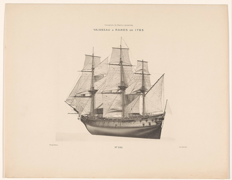 Carte postale ancienne Vaisseau a Rames de 1785 (titel op object) Souvenirs de Marine conservés collection de plans ou dessins de navires existants ou disparus.. (serietite