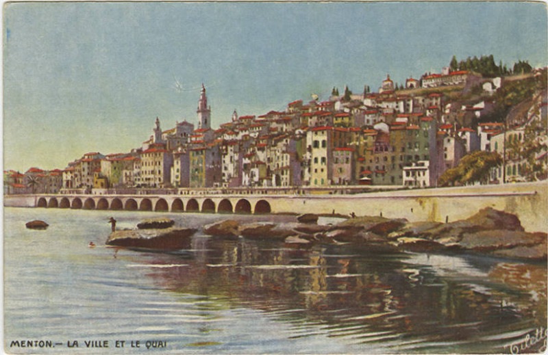 Carte postale ancienne Menton.-La Ville At Le Quai. 765-51 (Nby 419155)