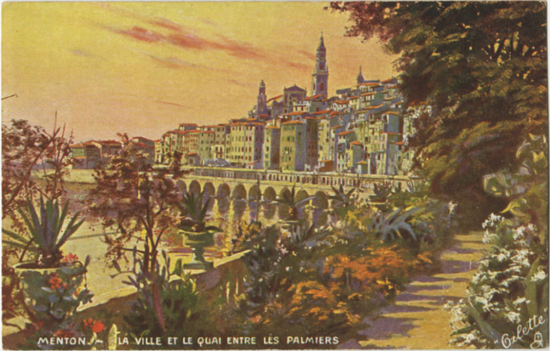 Carte postale ancienne Menton.-La Ville Et Le Quai Entre Les Palmiers. 765 (Nby 418699)