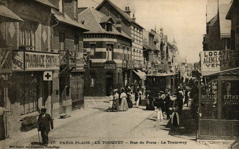 Carte postale ancienne Le Touquet-Paris-Plage - Cp - Le tramway, rue de Paris au Touquet-Paris-Plage