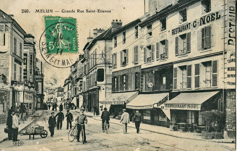 Carte postale ancienne Eld 240 - Melun - Grande Rue Saint-Etienne