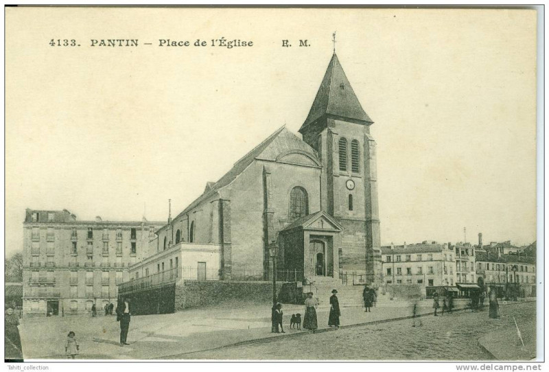 Carte postale ancienne Eglise de Pantin - 1900 à Pantin