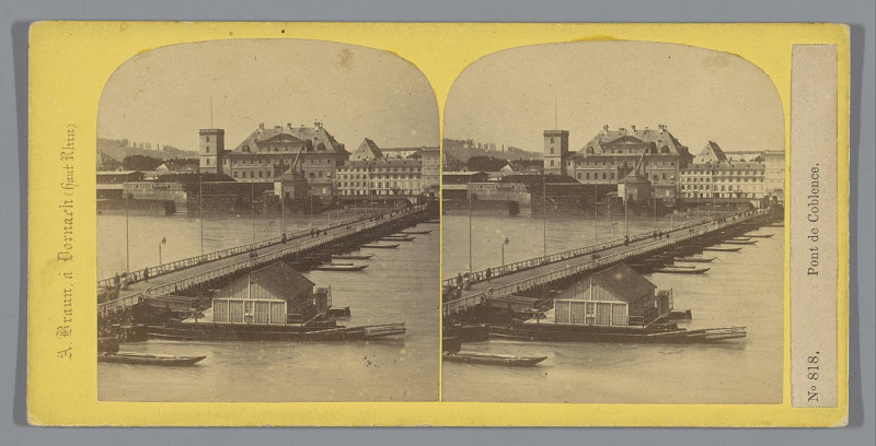 Carte postale ancienne Gezicht op de Schiffbrücke in Koblenz Pont de Coblence (titel op object), Rp-F-F13828