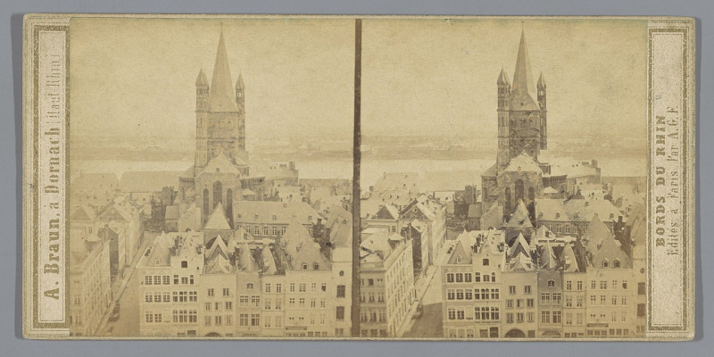 Carte postale ancienne Gezicht op de Sint-Severinuskerk in Keulen en de daarachter gelegen Rijn Eglise Saint-Séverin à Cologne et vue de Dentz St.-Severinskirche in Cöln 