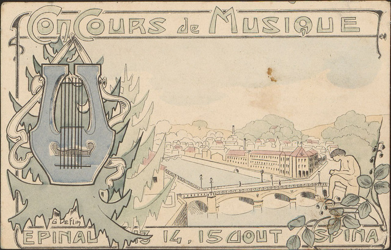 Carte postale ancienne Carte postale, Concours de Musique, Epinal, 13, 14, 15 août