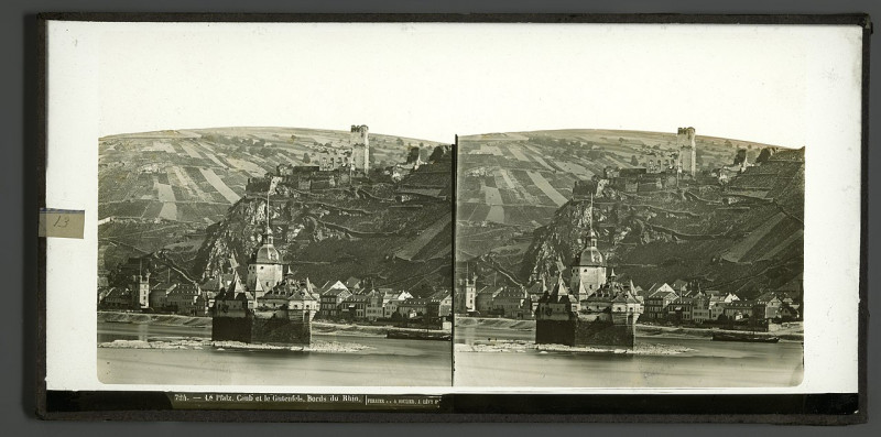 Carte postale ancienne Le Pfalz. Caub et le Gutenfels, Bords du Rhin, Rp-F-F08539