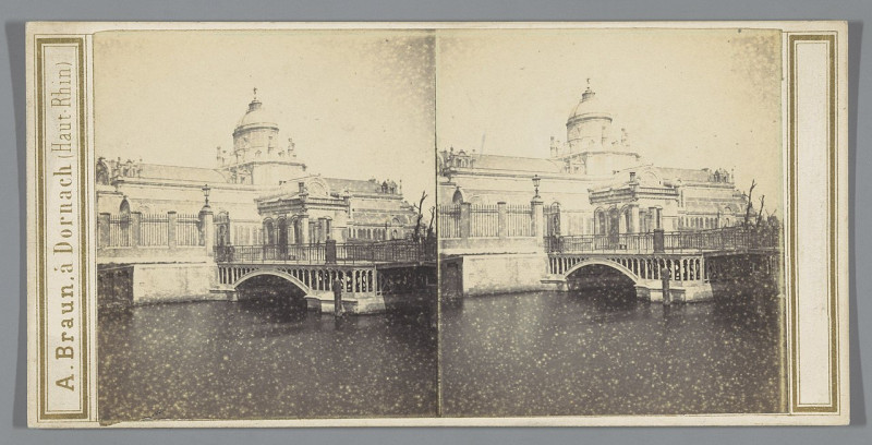 Carte postale ancienne Paleis voor Volksvlijt, Amsterdam Le Palais de Cristal, vue prise de la porte d'Utrecht (Utrechtspoort) (titel op object) Amsterdam (serietitel op obj
