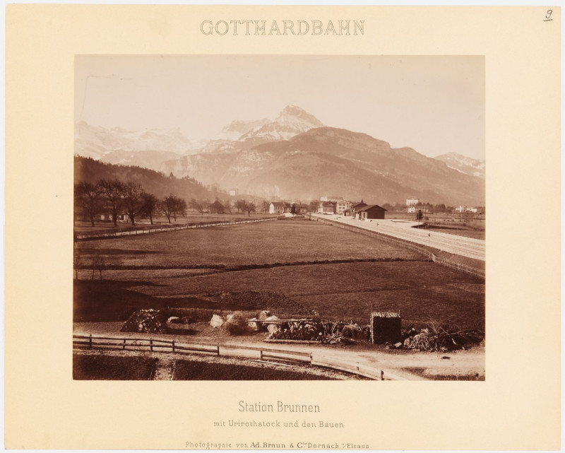 Carte postale ancienne Sbb Historic - F 111 00003 012 - Station Brunnen mit Urirotstock und den Bauen.tiff