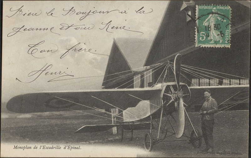 Carte postale ancienne Carte postale, Monoplan de l'Escadrille d'Epinal