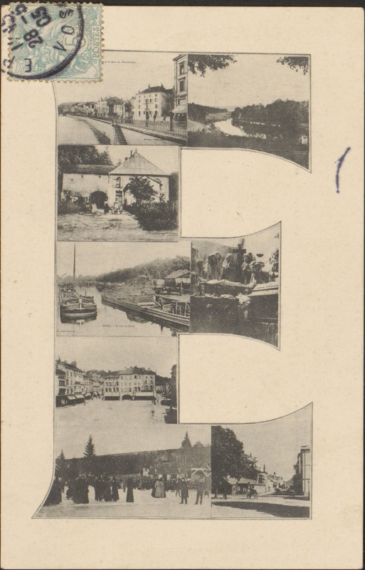 Carte postale ancienne Carte postale, Photomontage, Lettre E
