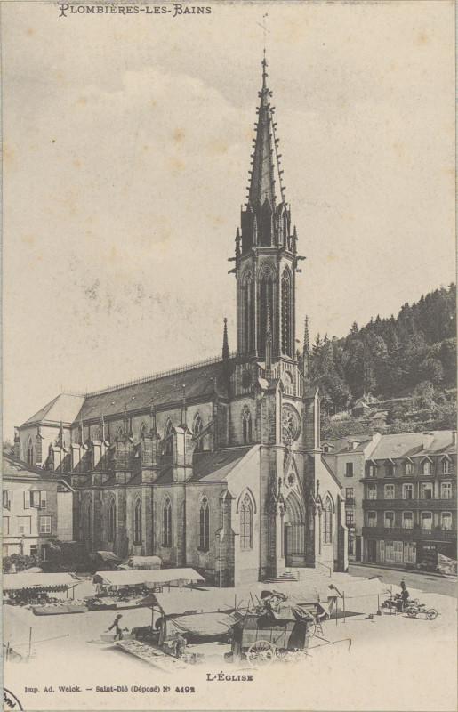 Carte postale ancienne Carte postale, Plombières-les-Bains, L'Eglise