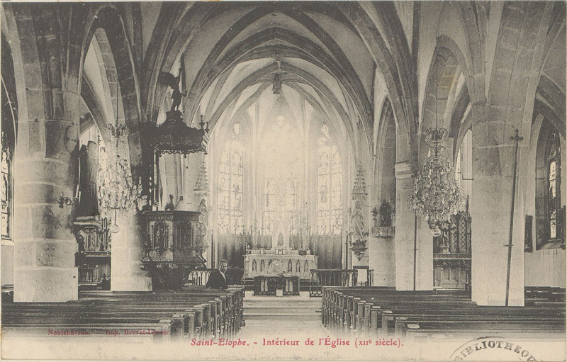 Carte postale ancienne Carte postale, Saint-Elophe, Intérieur de l'Eglise