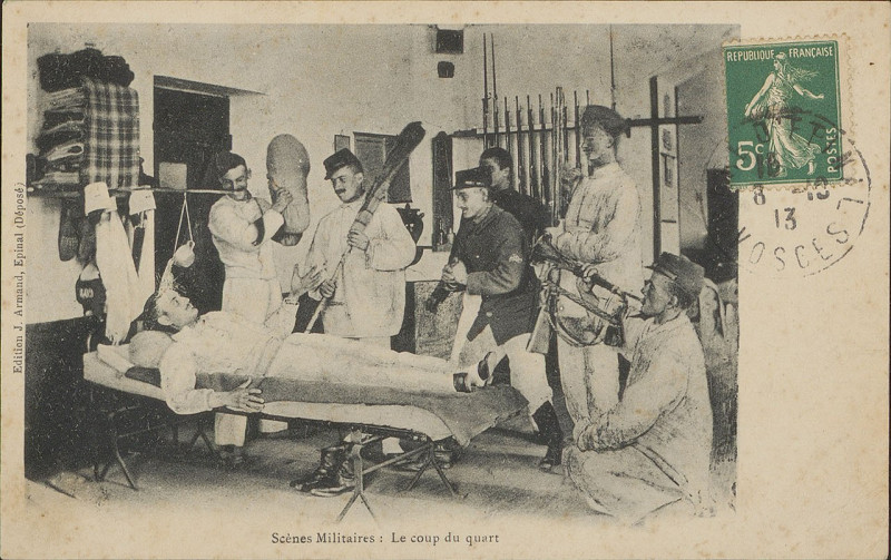 Carte postale ancienne Carte postale, Scènes Militaires, Le coup du quart