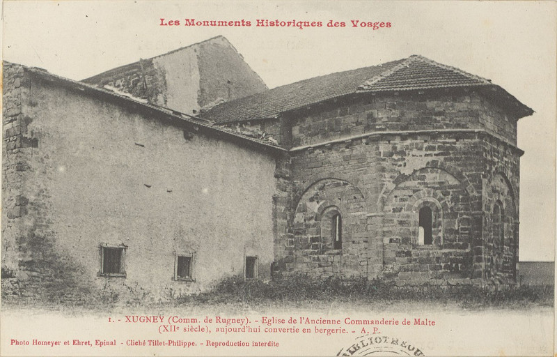 Carte postale ancienne Carte postale, Xugney, Eglise de l'ancienne commanderie de Malte