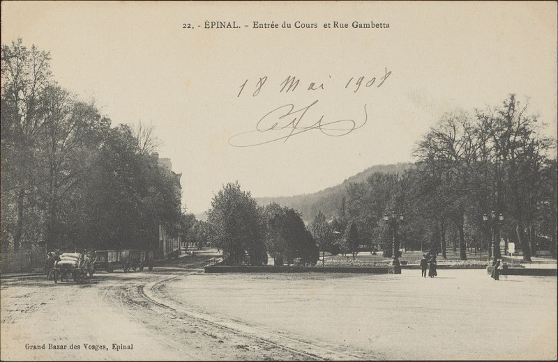Carte postale ancienne Carte Postale, Epinal, Entrée du Cours et Rue Gambetta