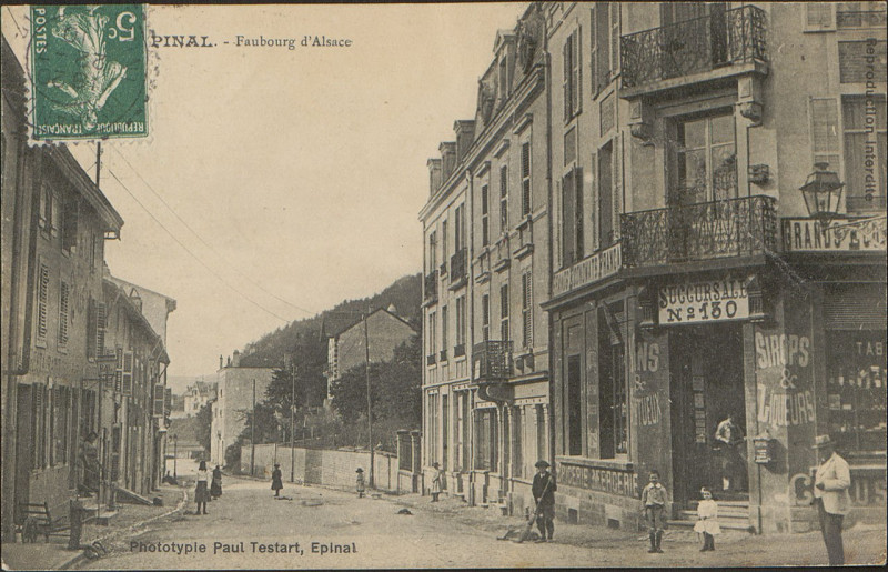 Carte postale ancienne Carte postale, Epinal, Faubourg d'Alsace 2