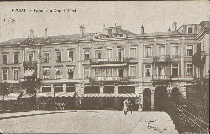 Carte postale ancienne Carte postale, Epinal, Façade du Grand Hôtel