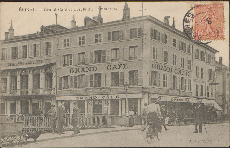 Carte postale ancienne Carte postale, Epinal, Grand Café et Cercle du Commerce