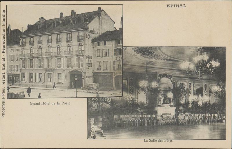Carte postale ancienne Carte postale, Epinal, Grand Hôtel de la Poste, La Salle des Fêtes