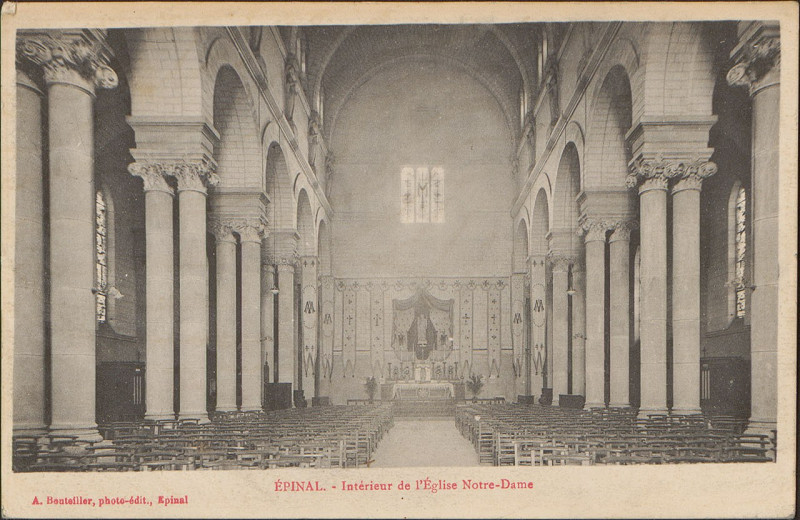 Carte postale ancienne Carte postale, Epinal, Intérieur de l'Eglise Notre-Dame