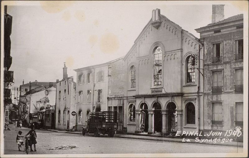 Carte postale ancienne Carte postale, Epinal, Juin 1940, La Synagogue
